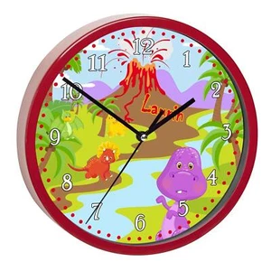 Kinder Wanduhr Kinderzimmer Kinderwanduhr Kinderuhr mit Namen Dino - Bild 1 von 5