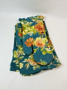 4 Stück April Cornell Foral Gesteppter Ofenhandschuh Warmkissen 2 Küchentücher - Bild 1 von 4