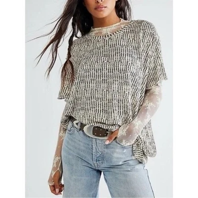 We The Free People LINHO OVERSIZED mistura bordas cruas boho boêmio Lagenlook - Imagem 1 de 4