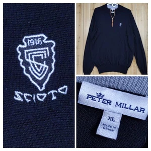Peter Millar MF19S61 XL schwarz Merinowolle Seide 1/4 Zip Pullover Sweater Scioto - Bild 1 von 17