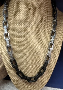 Collana Louis Vuitton Monagramma Tono Argento e Nero 20" π©΅ - Foto 1 di 7