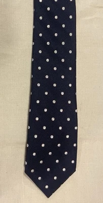 Vintage Joe Fresh Navy Blue/White Small WOVEN Polka Dot Silk Men Tie Necktie 2.2 - Imagem 1 de 4