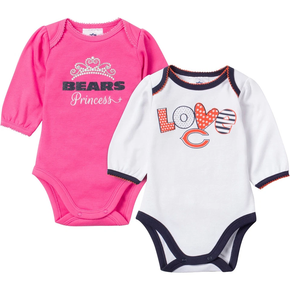 Chicago Bears Baby Girls 2 Pack Bodysuit - Image 1 of 1
