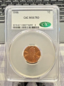 1996-P Lincoln Memorial Cent CAC MS67RD 1¢ Penny ! STUNNING ! REGISTRY SP4995 - Picture 1 of 4