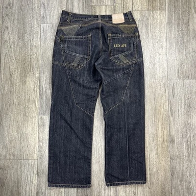 ​Vintage Y2K Red Ape Baggy Jeans Mens 33x30 Embroidered Hip Hop Skater Wide Leg - Image 1 of 4