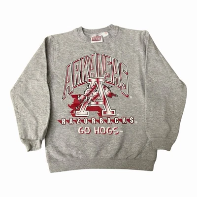 Винтажная детская толстовка 90-х РЕДКАЯ Arkansas Razorbacks размер средний 10/12 сделано в США - Изображение 1 из 4