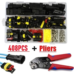 Steckverbinder Set Krimpzange Zange Crimpzangen+ 408 KFZ Stecker Steckverbindung - Bild 1 von 9