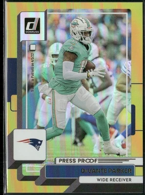 2022 Donruss #122 DeVante Parker Gold Press Proof New England Patriots - Image 1 of 2