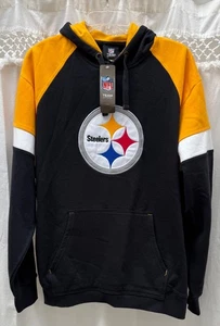 Pittsburgh Steelers NFL Team Apparel Pullover Fleece Hoodie Black Yellow Sz L - Picture 1 of 11