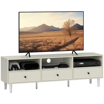 HOMCOM TV Unit, TV Cabinet for up to 75", with Drawers, Shelves, Cream White - Image 1 of 4