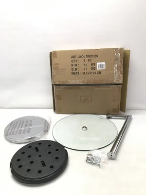 Relaxdays vetro e cromo, tavolino rotondo per caffè tè, ripiano per giardino - Immagine 1 di 4