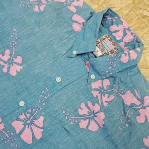 Vtg 80s Reyn Spooner Hawaiian Shirt Mens Medium Floral Reverse Print Hibiscus - Picture 1 of 7