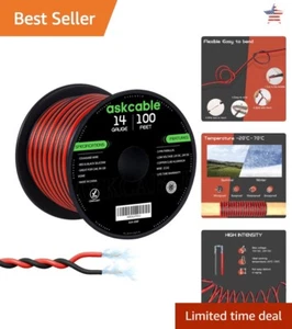 14AWG 100FT Red Black Electrical Wire Cable - Flexible Extension Cord 12V/24V DC - Picture 1 of 9