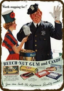 1937 NORMAN ROCKWELL BEECH-NUT Gum Art Vintge-Look DECORATIVE REPLICA METAL SIGN - Picture 1 of 1