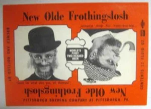 OLDE FROTHINGSLOSH ALE Bier Etikett SHERLOCK HOLMES, Pittsburgh PENNSYLVANIA 1950er - Bild 1 von 1