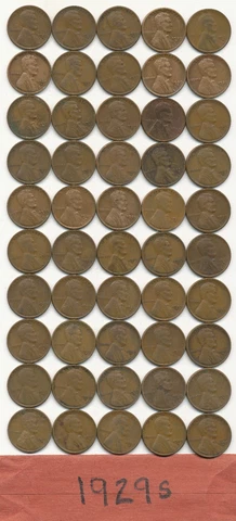 1929 S LINCOLN CENT ROLL 50 COINS Cover