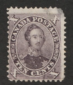 1859 Canada Sc# 17b - Ten Cents, Prince Albert. Used Cv$200 Faulty, thin spot. - Picture 1 of 1