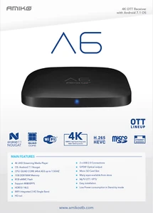 AMIKO A6 4K ANDROID TV BOX 1 YEAR WARRANTY FREE DELIVERY - Picture 1 of 7