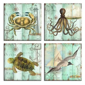 Bilder auf Leinwand 4x 30x30cm Meerestiere - Bild 1 von 1