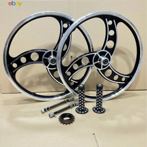 BMX Bicycle 20"ALLOY Sport Rim Black color Wheelset Hub SeT-Freewheel 16T - Picture 1 of 8