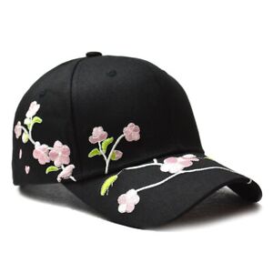 JK Korean Flower Embroidery Baseball Cap - Cute Plum Design for Women