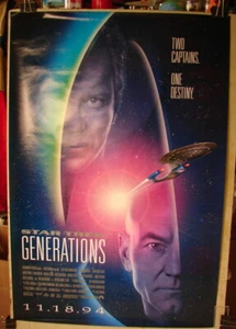 STAR TREK Generations Kirk Picard one sheet poster 27x40 rolled 1994 321 - Picture 1 of 5