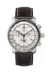 Zeppelin Reloj Hombre Cuarzo Cronógrafo con Función de Alarma y Correa de Cuero 7680-1 - Imagen 1 de 2