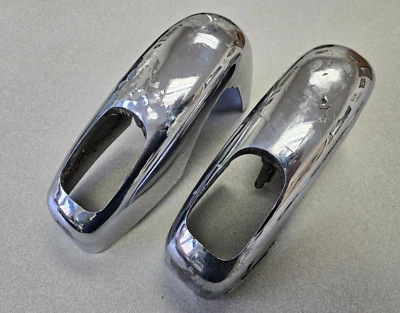 PAR DE AMORTIGUADORES PARACHOQUES TRASEROS CROMADOS ORIGINALES USADOS PORSCHE 356B 356C 356SC #27 Foto 1 de 4