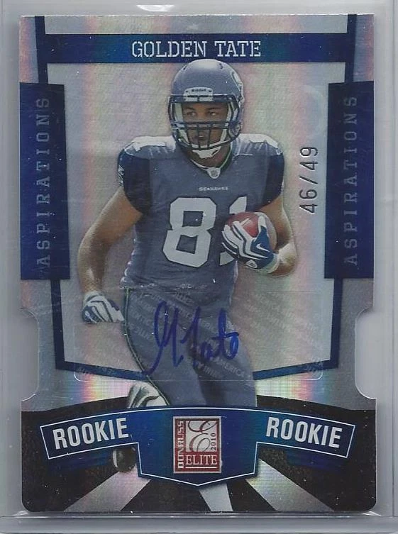 GOLDEN TATE 2010 DONRUSS ELITE ASPIRATIONS BLUE DIE CUT ROOKIE AUTO RC #D /49 - Image 1 of 1