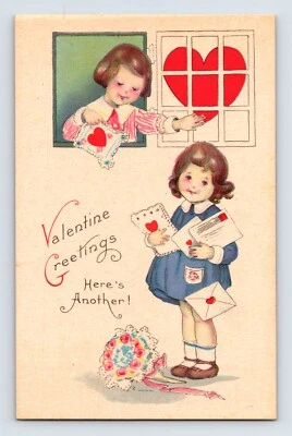 Postal San Valentín Lindas Niñas Amigos Cartas Años 1910 Sin Publicar Stecher 1403 Foto 1 de 2