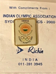 Rare 2000 Sydney Olympics India pin "Compliments From Indian Olympic Association - Picture 1 of 2