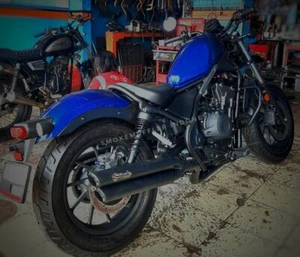 For Honda Rebel 500 2 Into 1 2017-2022 Custom Exhaust pipes Full System black - Bild 1 von 3