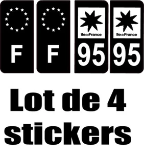4 Autocollants 2 paires Stickers style Auto Plaque FULL BLACK F+ 95 - Picture 1 of 1