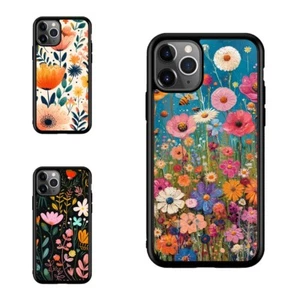For Motorola Moto Google Pixel Huawei Rugged Case elegant Flowers Patch Comic - Picture 1 of 25