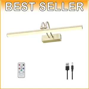 Modern 20'' LED Picture Light in Antique Brass - Cordless & Dimmable with Timer - Picture 1 of 10