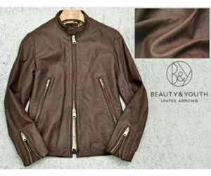 UNITED ARROWS BEAUTY & YOUTH Horsehide Leather Riders Jacket men L from JP - Picture 1 of 12
