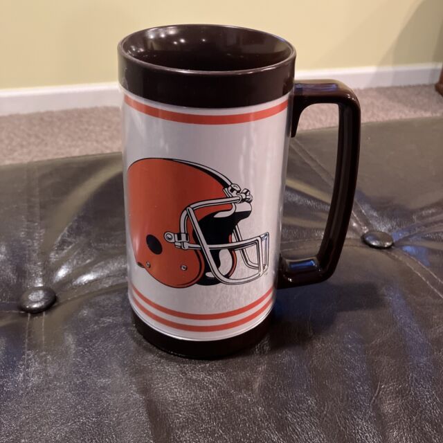 Vintage Cleveland Browns Coffee Mug Grid Background Design Papel Ceramic 12  oz