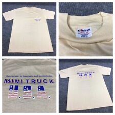 Vintage 1980’s Mini Truck USA T Shirt Specialist Hanes Cotton Medium S/S Beige￼