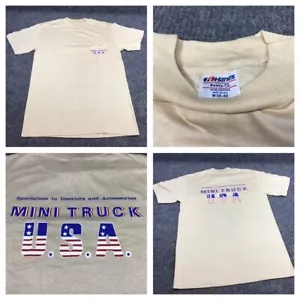 Vintage 1980er Jahre Mini LKW USA T-Shirt Spezialist Hanes Baumwolle Medium S/S beige - Bild 1 von 11