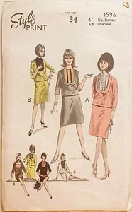 UNCUT Style 1596 Pluge Horseshoe Jacket Sleeveless Shell Top & Skirt Suit 12 34" - Picture 1 of 4
