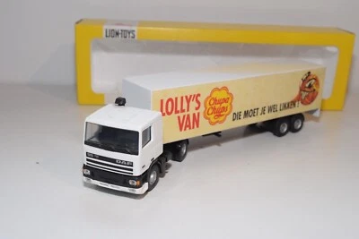 A58 1:50 LION CAR LION TOYS DAF 95 CHUPA CHUPS TRUCK WITH 2 AXEL TRAILER MIB - Immagine 1 di 4