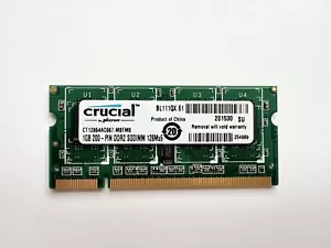 Crucial CT12864AC667  1GB DDR2 Sodimm 128Mx64 Laptop Memory Module - Picture 1 of 2