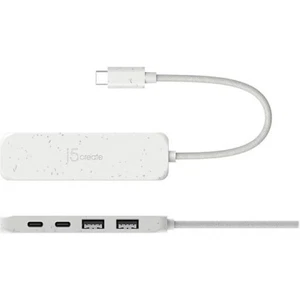 j5create - Eco-Friendly USB-C to Type-C & Type-A Gen2 4 Port Hub - White - Picture 1 of 2