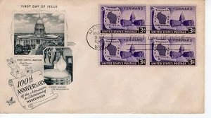 100TH ANNIVERSARY OF THE ADMISSION TO STATEHOOD OF WISC - 1848 - 1948 - DC190 - Picture 1 of 1