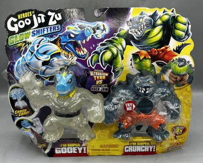 Heroes of Goo Jit Zu Glow Ultraglow Tyro VS Shadowclaw Rock Jaw NEW Damaged Box - Image 1 of 4