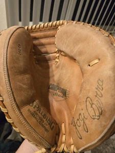 Guante de béisbol Yogi Berra Spalding tiro derecho 42-797 receptor superior cuero grano - Imagen 1 de 11