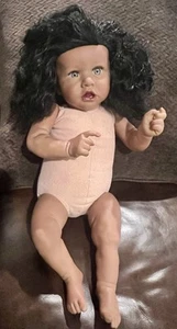 Realistic Reborn African American Baby Doll 19” With Sound & Heartbeat Blue Eyes - Picture 1 of 11