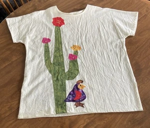 Vintage Alfredo's Wife Artful Woman Cotton Pull Over Top Cactus And Quail Size M - Picture 1 of 8