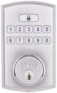 Brinks 4390 Electronic Keypad Single Cylinder Deadbolt - Nickel - Picture 1 of 1