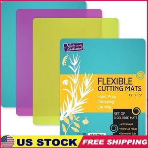 BPA-Free Flexible Cutting Mats Set of 3 Non-Slip Kitchen Chopping Boards New - Picture 1 of 6